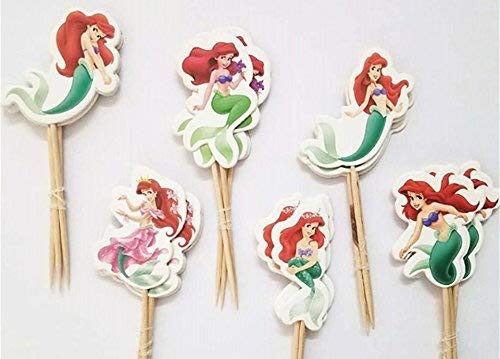 Product Cover The Little Mermaid Cupcake Toppers Birthday Party Disney Little Mermaid Cake Toppers Pack of 24