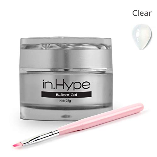 Product Cover In.Hype LED/UV Builder Gel (1 Oz) for DIY Nail Extensions + Nail Art UV Gel Brush with Nylon Head