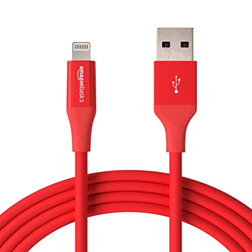 Product Cover AmazonBasics Lightning to USB A Cable, Advanced Collection, MFi Certified iPhone Charger, Red, 10 Foot