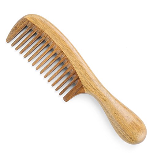 Product Cover Onedor Handmade 100% Natural Green Sandalwood Hair Combs - Anti-Static Sandalwood Scent Natural Hair Detangler Wooden Comb (Wide Tooth)