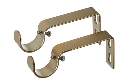 Product Cover Ivilon Fixed Brackets for Curtain Rods - for 1 or 1 1/8 Inch Rods. Set of 2 - Warm Gold