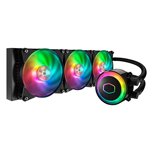 Product Cover Cooler Master MasterLiquid ML360R Addressable RGB Close-Loop AIO CPU Liquid Cooler, 360 Radiator, Dual Chamber Pump, Dual MF120R Fans, Independently-Controlled ARGB LEDs for AMD Ryzen/Intel 1151