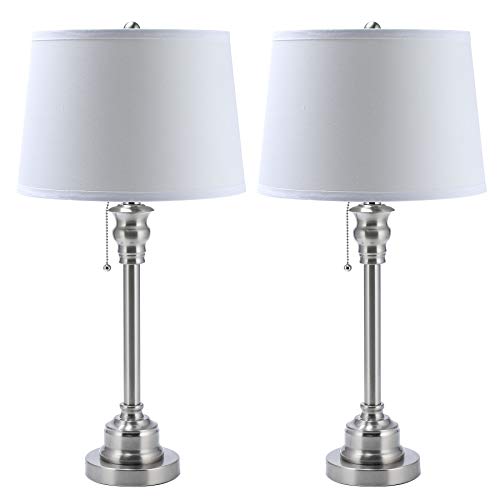 Product Cover CO-Z White Table Lamp Set of 2, Modern Metal Desk Lamp in Brushed Steel Finish, 26 Inches in Height, Bedside Lamps for Office Bedroom Nightstand Accent, ETL. (Table Lamp Set of 2)