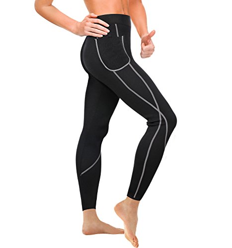 Product Cover Wonderience Women Sauna Weight Loss Slimming Neoprene Pants Hot Thermo Fat Burning Sweat Leggings (Black, S)