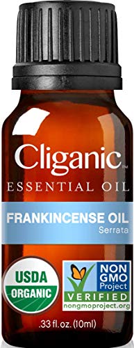 Product Cover Cliganic USDA Organic Frankincense Essential Oil - Boswellia Serrata, 100% Pure Natural Undiluted, Therapeutic Grade for Aromatherapy | Premium Certified Organic, Non-GMO