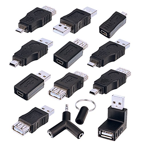 Product Cover Sunmns OTG USB Mini Micro Male to Female Connector Adapter Converter, Support Data Sync and Charging, 13 Pieces