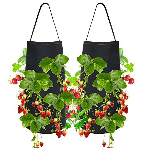 Product Cover Pri Gardens Hanging Strawberry Planter for Strawberry Bare Root Plants (Roots not Included) Felt Material 2 Pack
