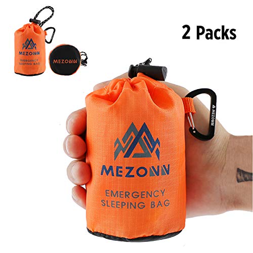 Product Cover Mezonn Emergency Sleeping Bag Survival Bivy Sack Use as Emergency Blanket Lightweight Sleeping Bag Survival Gear for Outdoor Hiking Camping Keep Warm After Earthquakes, Hurricanes and Other disasters