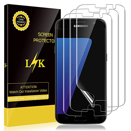Product Cover LK [3 Pack] Screen Protector for Samsung Galaxy S7 Flexible Film Max Coverage Bubble-Free, HD Clear, Case Friendly