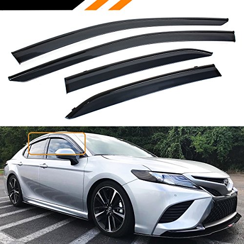 Product Cover Cuztom Tuning Fits for 2018 2019 Toyota Camry LE SE XLE XSE Clip-on Type Sport Black Trim Window Visor Rain Guard Deflector