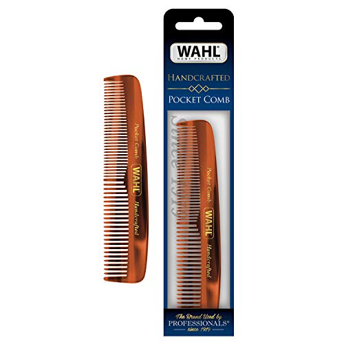 Product Cover Wahl Beard, Moustache & Hair Pocket Comb for Men's Grooming - Handcrafted & Hand Cut with Cellulose Acetate - Smooth, Rounded Tapered Teeth - Model 3324