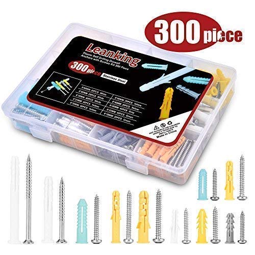 Product Cover Plastic Drywall Wall Anchors Screw Assortment Kit 300 Pieces