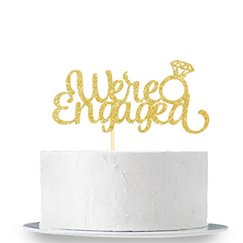 Product Cover Gold Glitter We're Engaged Cake Topper - Wedding Party Decorations Supplies