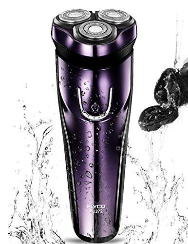 Product Cover Electric Razor for Men, FLYCO Wet & Dry Mens Razors for Shaving Electric Cordless With Pop-up Trimmer, Rotary Razors Electric Shavers for Men Waterproof Rechargeable Purple