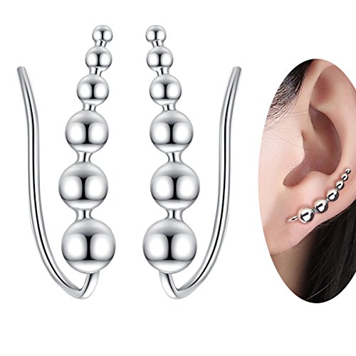 Product Cover WOSTU Silver Climber Earrings 925 Sterling Silver Ear Crawler Earrings Cuff Stud Earrings for Women