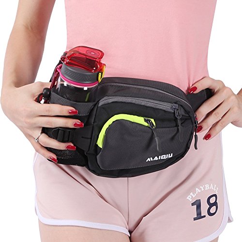 Product Cover Innokids Hiking Fanny Pack with Water Bottle (Not Included) Holder on Right Side, Outdoor Sports Waist Bag, Running Belt, Lumbar Waist Pack for Walking Jogging Cycling Camping Travel (Dark Gray)