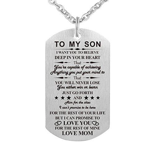 Product Cover Dad Mom to My Son Daughter I Want You to Believe Stainless Steel Dog Tag Military Air Force Pendant Necklace for Birthday Graduation