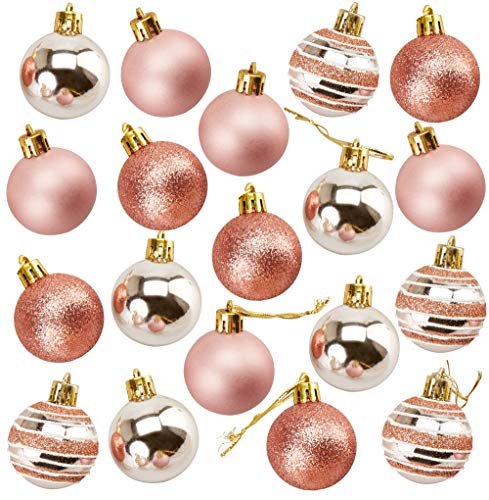 Product Cover Juvale 36-Pack Christmas Tree Ornaments - Shatterproof Medium Christmas Balls Decoration, and Finish, Hanging Plastic Bauble Holiday Decor, 2.3 Inches (Rose Gold)