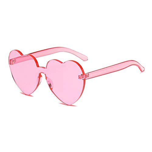Product Cover Heart Shaped Rimless Sunglasses One Pieces Transparent Candy Color Frameless Glasses Love Eyewear(PI)