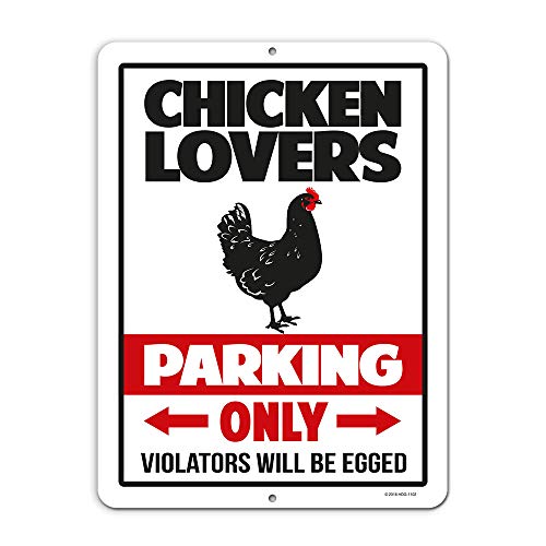Product Cover Honey Dew Gifts Chicken Decor, Chicken Lovers Parking Only, 9 x 12 inch Metal Aluminum Novelty Tin Sign Decor