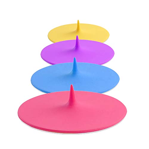 Product Cover Silicone Cup Covers (Set of 4) ， Multicolored Lids for Mugs, Cups, Tea Pots,Flexible Mug Covers，Hot Cup Lids for for Coffee & Tea