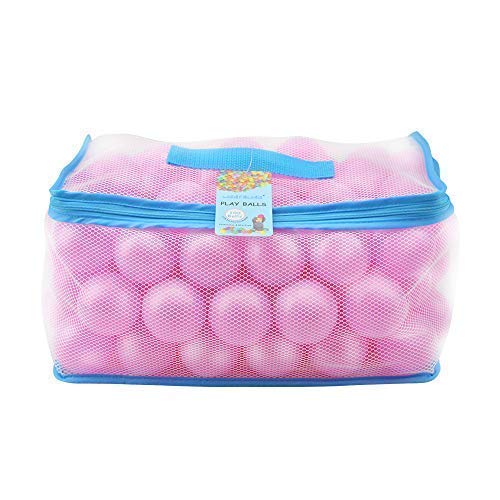 Product Cover Lightaling 100pcs Pink Ocean Balls & Pit Balls Soft Plastic Phthalate & BPA Free Crush Proof - Reusable and Durable Storage Mesh Bag with Zipper
