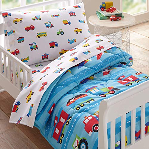 Product Cover Wildkin Kids 4 Pc Toddler Bed in A Bag for Boys and Girls, Microfiber Bedding Set Includes Comforter, Flat Sheet, Fitted Sheet, and One Pillow Case, All Pieces Fit a Standard Crib Mattress