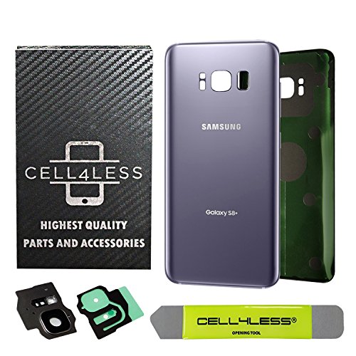 Product Cover CELL4LESS Replacement Back Glass Cover Back Battery Door w/Custom Removal Tool & Pre-Installed Adhesive for Samsung Galaxy S8 Plus OEM - All Models G955-2 Logo - OEM Replacement (Orchid Grey)