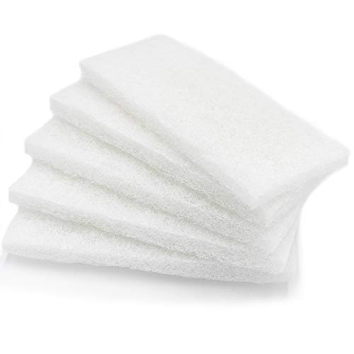 Product Cover Cleaning Scrubbing Pads 5 Pack, Large Non Abrasive White 10 inch by 4 1/2 Inch Multi Purpose Glass Shower Scouring Sponges, Fits Universal Holders