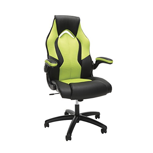 Product Cover OFM Essentials Collection High-Back Racing Style Bonded Leather Gaming Chair, in Green (ESS-3086-GRN)