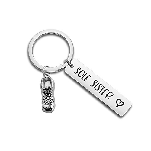 Product Cover CHOROY Sole Sister Keychain Run Shoe Charm Key Chain Running Marathon Gift Stainless Steel Runner Jewelry (Sole Sister)