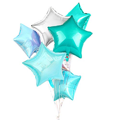 Product Cover AZOWA Star Shaped Foil Balloons 18 inch Pack of 30 Blue Helium Mylar Balloons for Birthday Party Wedding Baby Shower Decorate (Blue, Silver, Teal, 18 inches)