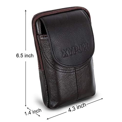 Product Cover Leather Men Belt Pouch, Cell Phone Holster Wallet Pocket Waist Bags Mini Travel Messager Pouch (Dark)