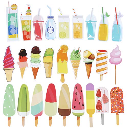 Product Cover Blulu 60 Pieces Summer Bookmarks Cold Drink Theme Bookmarks Cute Colorful Dessert Bookmarks for Students Kids Adults (Color 1)