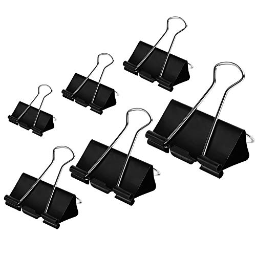 Product Cover DSTELIN Binder Clips Paper Clamps Assorted Sizes 100 Count (Black), X Large, Large, Medium, Small, X Small and Micro, 6 Sizes in One Pack, Meet Your Different Using Needs