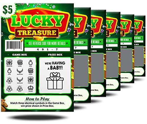 Product Cover 6 Pack - Authentic Looking 4x6 Inch - Pregnancy Announcement Lottery Scratch-Off Tickets for Pregnancy Reveal