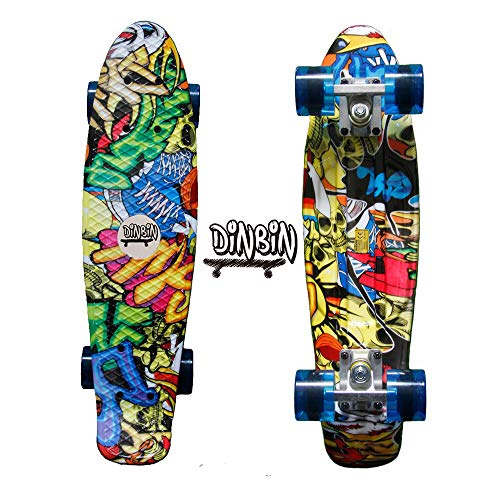 Product Cover DINBIN Complete Highly Flexible Plastic Cruiser Board Mini 22 Inch Skateboards for Beginners or Professional with High Rebound PU Wheels