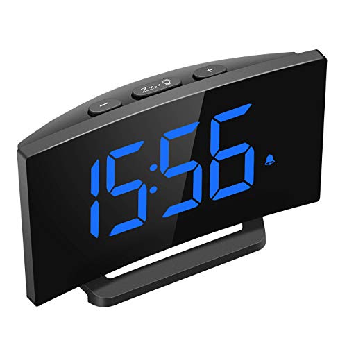 Product Cover Mpow Digital Alarm Clock, 5'' Curved LED Screen, 6 Brightness, 3 Alarm Sounds, Easy Digital Clock for Kids and Adults, Alarm Clocks for Bedrooms Kitchen Office, Adjustable Volume, Snooze, 12/24H