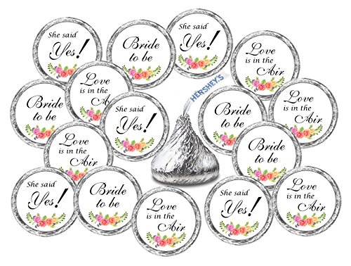 Product Cover 324 Floral Roses Bridal Shower, Bachelorette Party, Bride to Be Hershey Kisses Stickers, Chocolate Drops Labels Stickers for Engagement Party, Hershey's Kisses Party Favors
