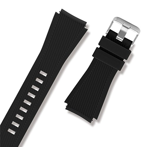 Product Cover Diruite 22mm Classic Silicone Strap Band for Fossil Q Explorist HR Gen 4 / Fossil Q Explorist Gen 3 / Fossil Q Wander, Marshal Gen 2 Smartwatch Band Strap - Black