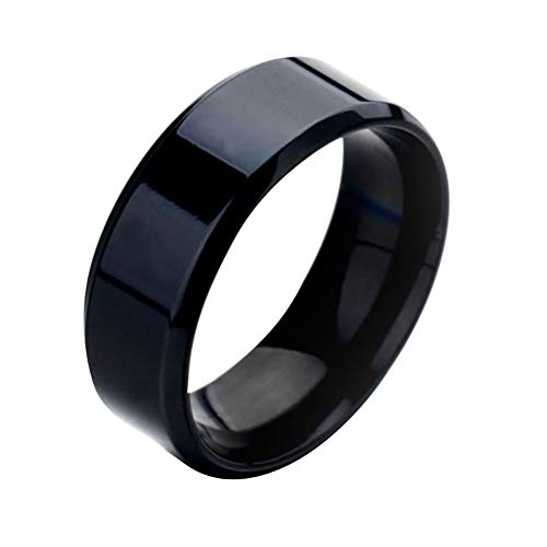 Product Cover Wintefei Fashion Simple Unisex Lovers Stainless Steel Mirror Finger Rings Jewelry Gifts - Black US 13