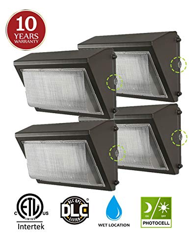 Product Cover (4 Pack) 60W LED Wall Pack with Dusk-to-Dawn Photocell, IP65 Waterproof Outdoor Lighting Fixture, 200-300W HPS/MH Replacement, 7200lm 5000K 100-277Vac ETL&DLC Listed 10-Year Warranty by Kadision