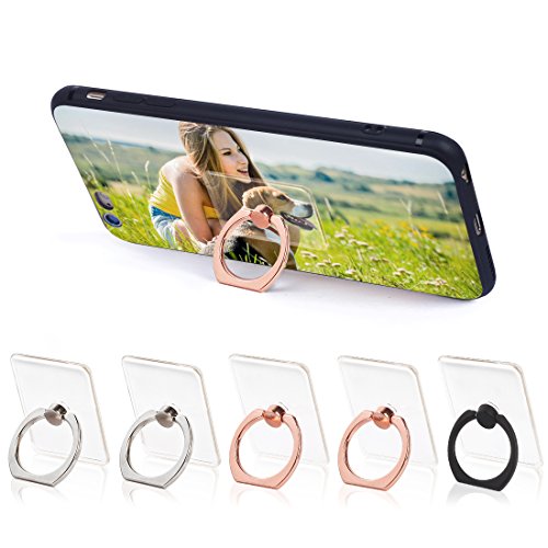 Product Cover Phone Ring Cell Phone Ring Holder 360 Degree Rotation Phone Ring Holder Transparent Finger Ring Stand Kickstand Compatible Most of Smartphones Set of 5