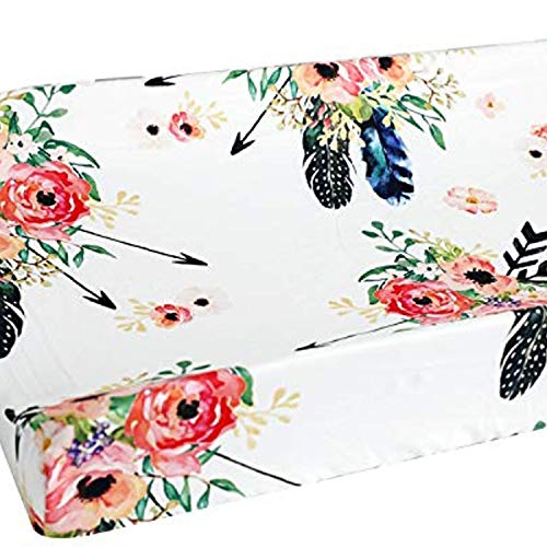 Product Cover Baby Girl Floral Crib Bedding Floral Changing Pad Cover (Feather)