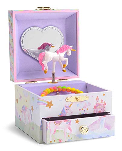 Product Cover Jewelkeeper Musical Jewelry Box with Spinning Unicorn, Glitter Rainbow and Stars Design, The Unicorn Tune