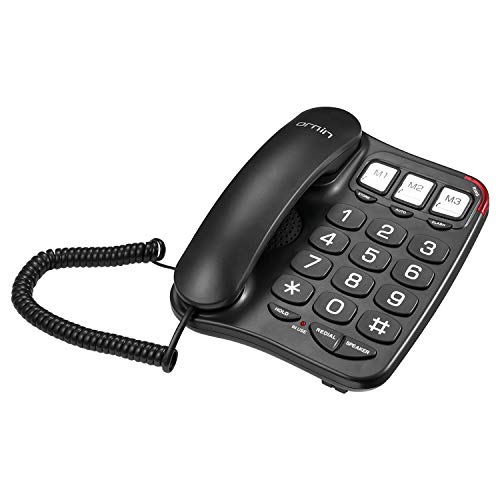 Product Cover Ornin S016 Big Button Corded Telephone with Speaker, Hearing Aid Compatible for Seniors (Black)