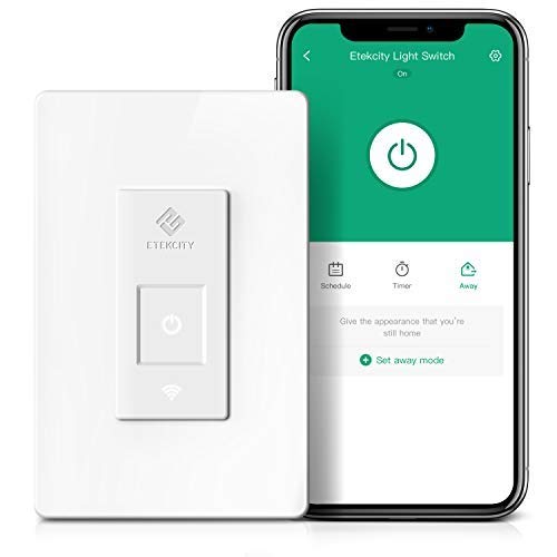 Product Cover Etekcity Smart Wifi Light Switch With Timer Wireless Remote Control No Hub Required Easy And Safe Installation Works With Alexa & Google Home Single Pole Only Etl Listed 2 Year Warranty One Size White
