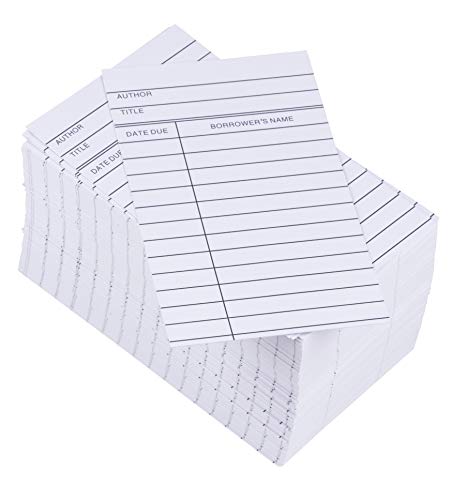 Product Cover Library Cards - 250-Count Library Checkout Cards, Due Date Note Cards for School, Public Library Record Keeping, Tracking, Book Borrowing, White, 3 x 5 Inches