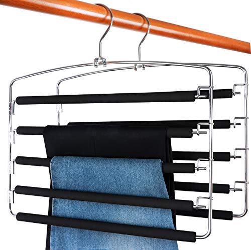 Product Cover TOPIA HANGER Pants Hangers Slacks Hangers 2 Pack, Swing Arm Slack Hanger, Space Saving Non-Slip Foam Padded Closet Storage Organizer for Pants Jeans Trousers Skirts Scarf CT08B