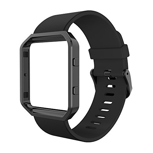 Product Cover Simpeak Band Compatible with Fitbit Blaze Smartwatch Fitness, Silicone Wrist Band with Metal Frame Replacement for Fitbit Blaze Men Women, Small/Large